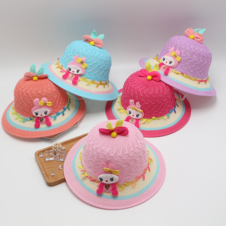Children's Baby Girl Spring And Autumn Thin Straw Hat Fisherman Hat Kids Hat Summer Girls Sun Hat Sun Protection Spring_voghion.com