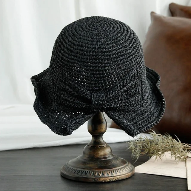 Fashion Women's Big Bow Wide Brim Floppy Summer Hats for Women Beach Panama Sun Protection Visor Femme Cap Straw Hat_voghion.com
