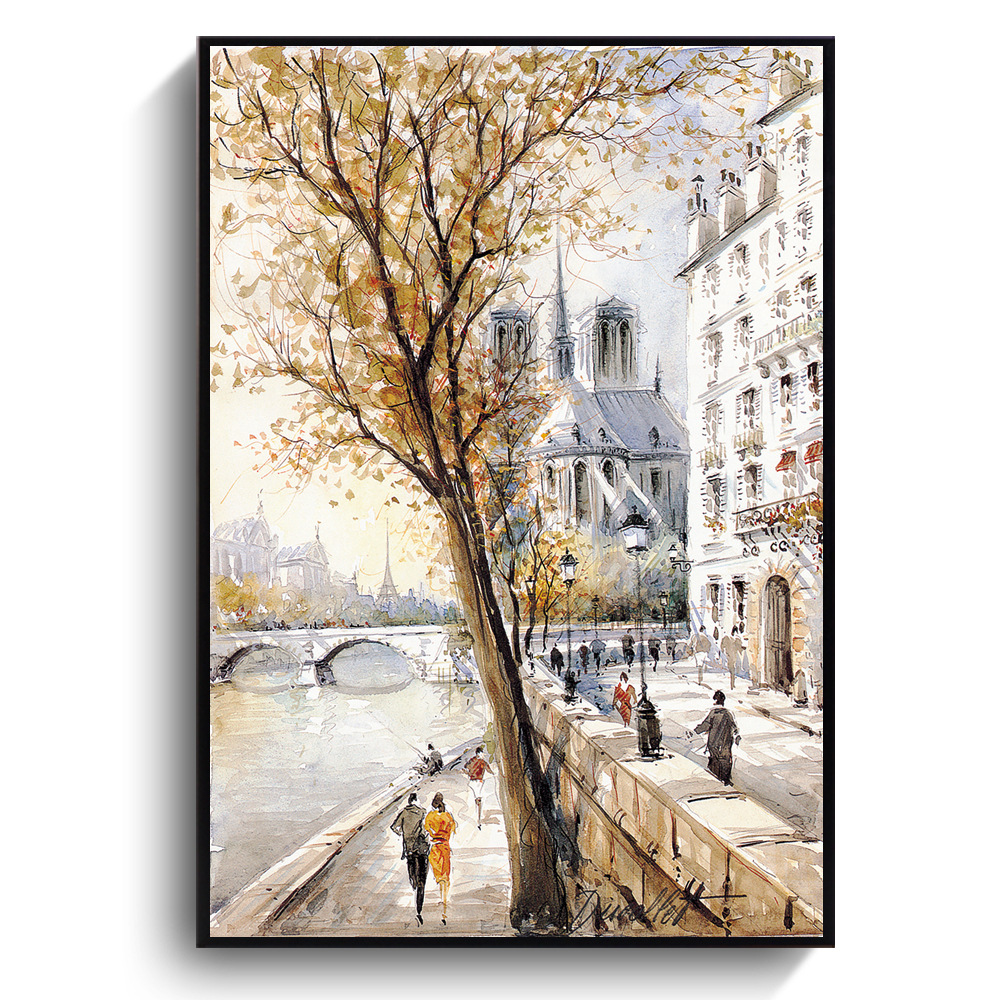 Zimmer Modernes Wohnen minimalistisch Spray Aquarell Straßenansicht Hotel Schaufenster Haus Dekoration Foyer hängen Schmerz_voghion.com