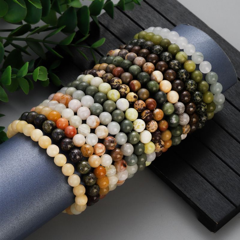 Neu Stein Jade Perlen Perlen Bunte Natürliche Chalcedon Achat Armband_voghion.com