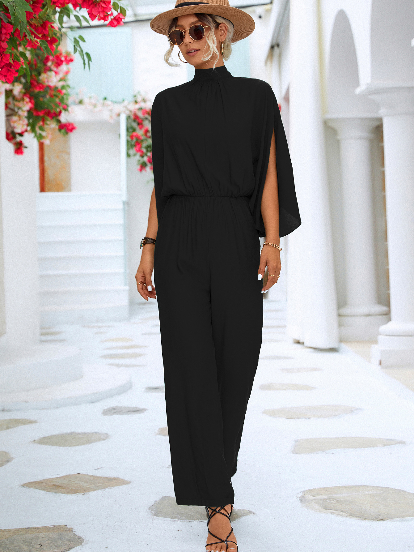 Women's Stand-up Collar Jumpsuit_voghion.com