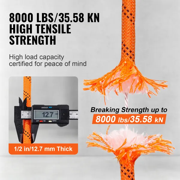 Arborist Tree Climbing Rope Double Braid Polyester 1/2'/1.3 Cm X 120'/36.6 M 48-Strand_voghion.com