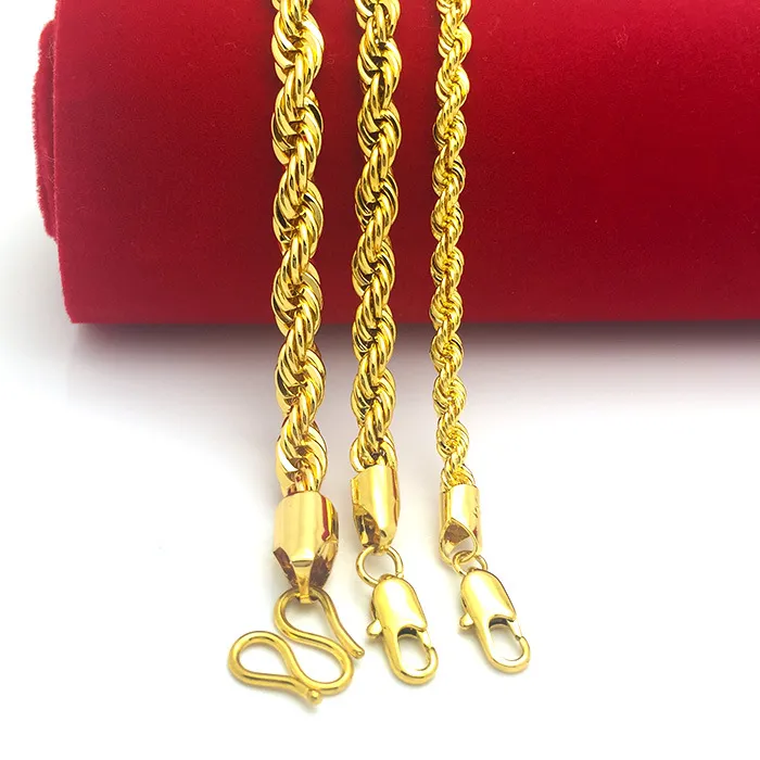 Kjeder Gullfylt Solid Twisted Chain Men Kvinner Smykker Mote Punk Style 5MM 6MM 7MM Full Størrelse For Your ChoiceKjeder_voghion.com
