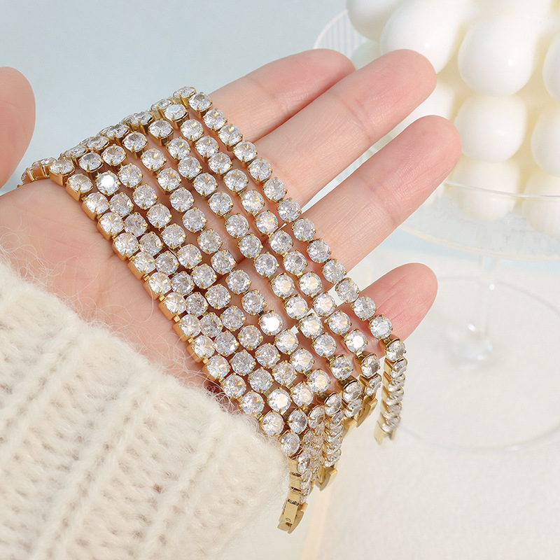 Minimalist Luxury Fashion Full Diamond Zircon Element Bracelet Titanium Steel Gold-Plated Claw Clasp E032_voghion.com