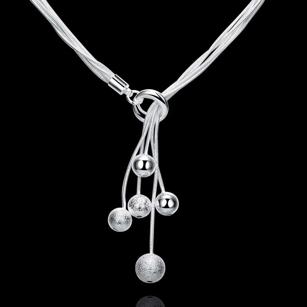 Ķēdes, modes zīmola Sterling Sier gludas pērlītes, kaklarotu piekariņi sievietēm, ballīšu, saderināšanās, kāzu dāvanas, rotaslietas_voghion.com