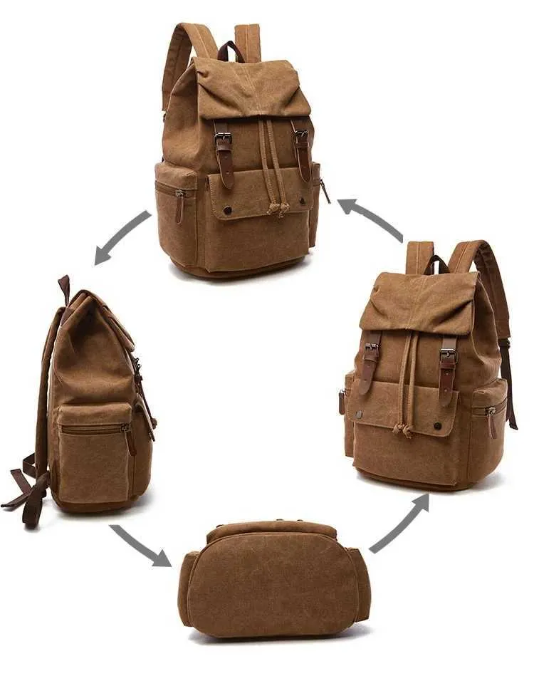 Sac à dos vintage en toile pour ordinateur portable pour hommes Mochila Feminina Mode Anti-vol Femmes Sacs à dos de voyage Sac à dos d'école C241031_voghion.com