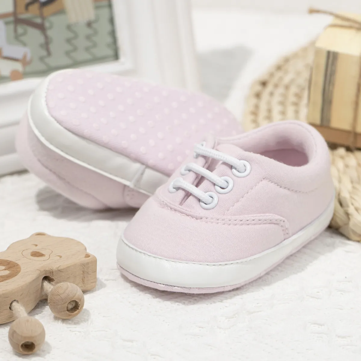 Happysteps Babyschuhe für Kleinkinder, Jungen und Mädchen, Canvas, Turnschuhe, Neugeborene, Schnürschuhe, rutschfest, Sportschuhe, Lauflernschuhe_voghion.com