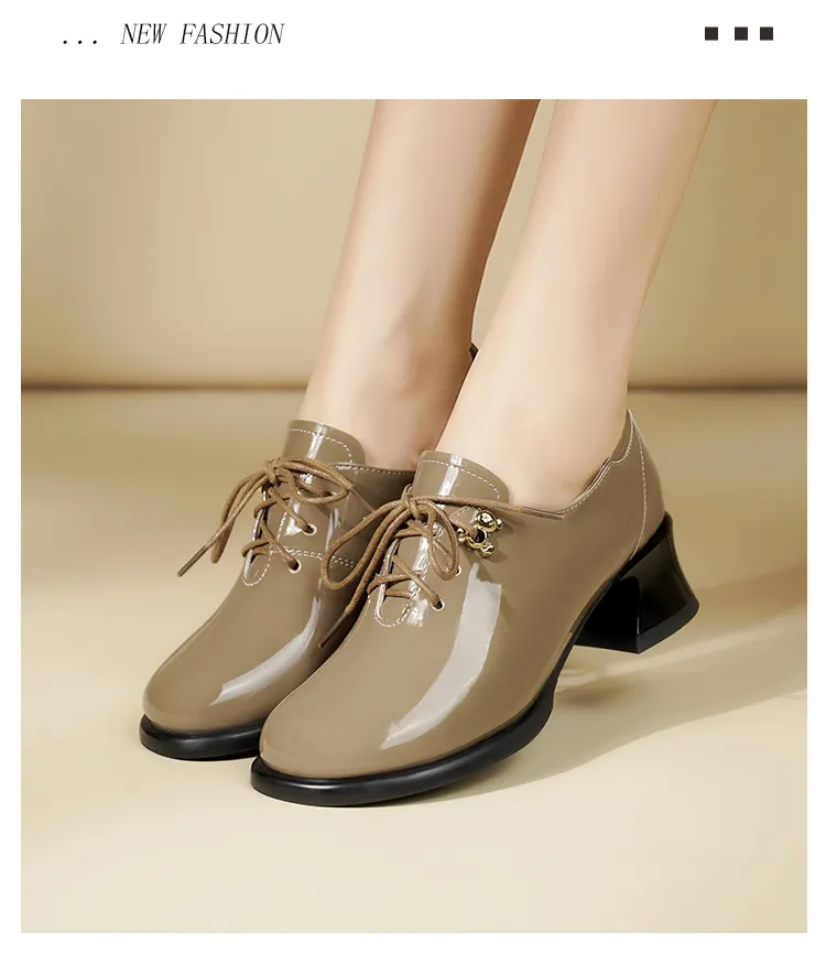 Dress AIYUQI Genuine Leather 2024 Fall Round Quality Head New Ladies Office Shoes British Lace Up Women Loafers Fd54_voghion.com