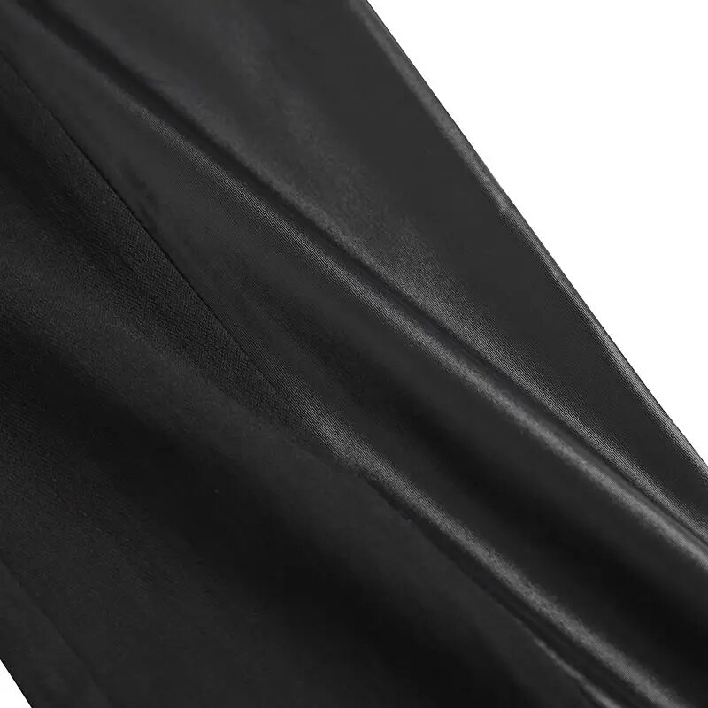 PLUS SIZE Dammen Skinny Leggings ZANZEA Moud PU Lieder 2023 Fréijoer Hierscht Patchwork Elastesch Hosen Casual Solid Reißverschluss_voghion.com