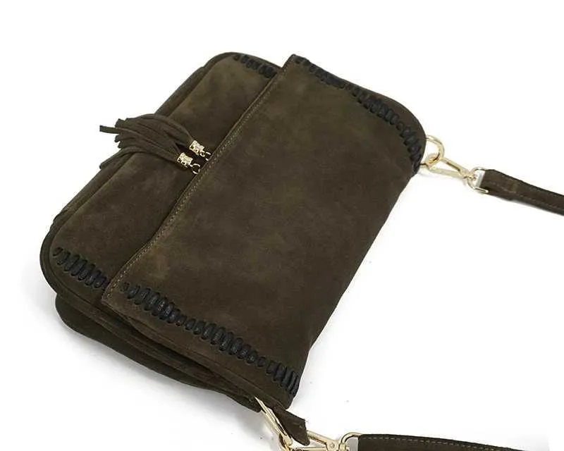 Sac à bandoulière en daim véritable et nubuck pour femme, sac à bandoulière latéral à franges, sac de créateur Za, taille moyenne, élégant au quotidien_voghion.com