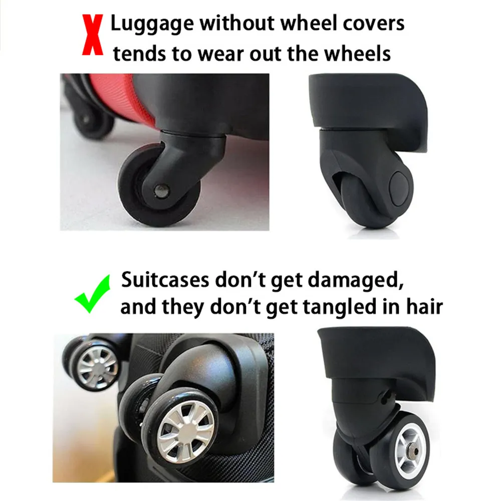 4Pcs Silicone Suitcase Caster Shoes Protector Lage Wheels Cover Reduce Noise Travel Accessories_voghion.com