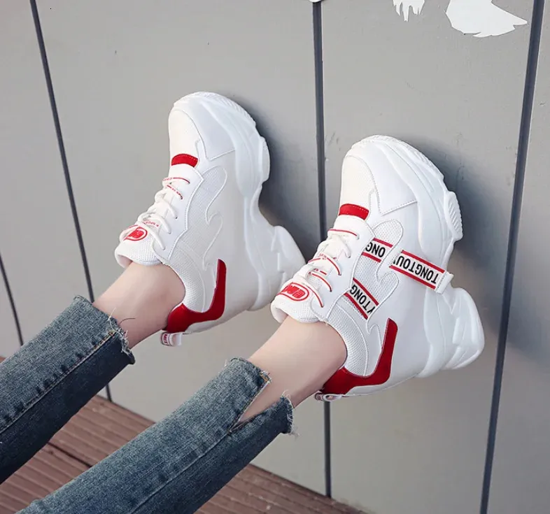 Heiße Verkäufe Trendy Schuhe High Top Sneakers Frauen Plattform Stiefeletten Korb Femme Chaussures Femmes Höhe Erhöhen_voghion.com