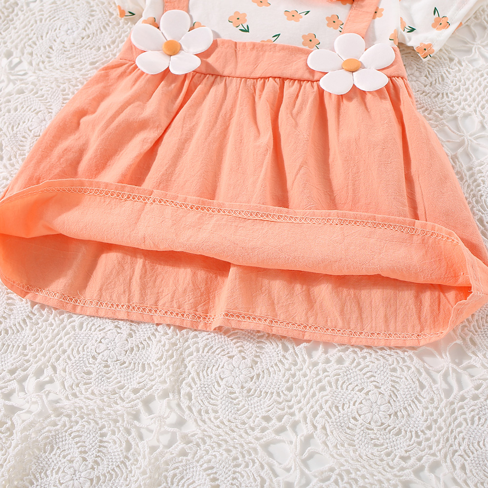 Robe d'été pour petite fille avec bord à volants et col de poupée, robe imprimée à fleurs, vêtements mignons pour enfants_voghion.com