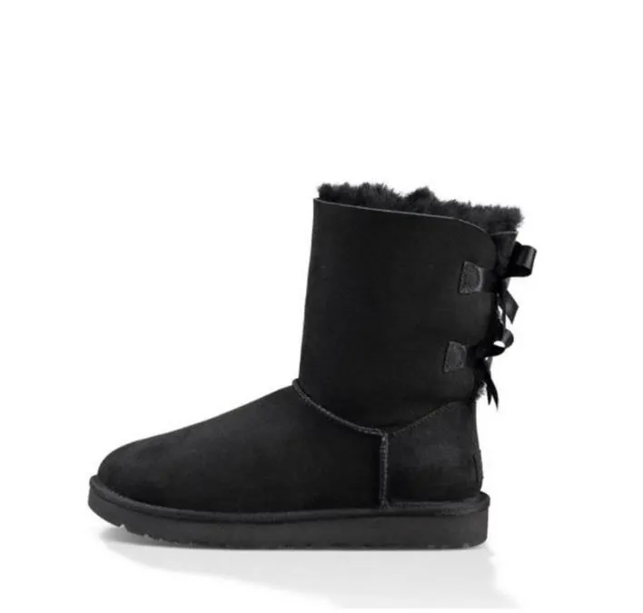 winter designer boots girl classic s women snow boot ankle short bow mini fur black chesut pink Bowtie womens shoes size_voghion.com