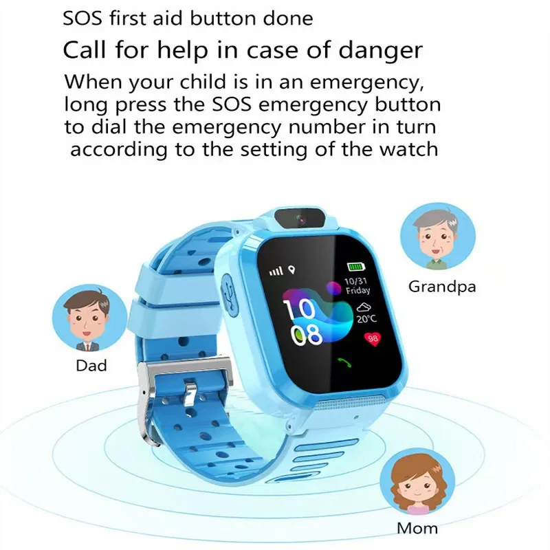 Kids Smartwatch Waterproof Q16 GPS Tracker With Camera Multilingual Support_voghion.com
