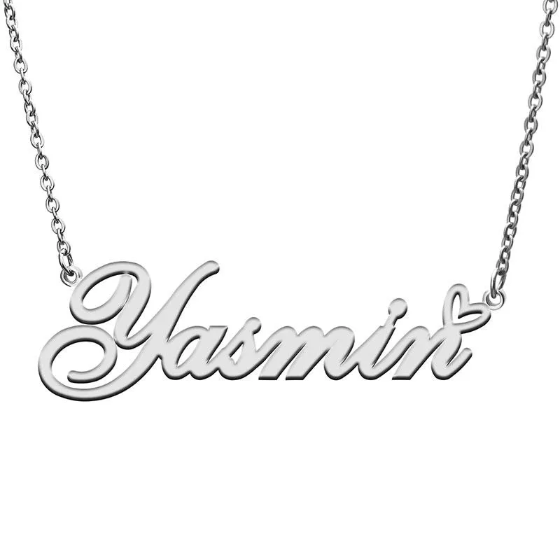 Pendant Necklaces Yasmin Love Heart Name Necklace Personalized Gold Plated Stainless Steel Collar For Women Girls_voghion.com