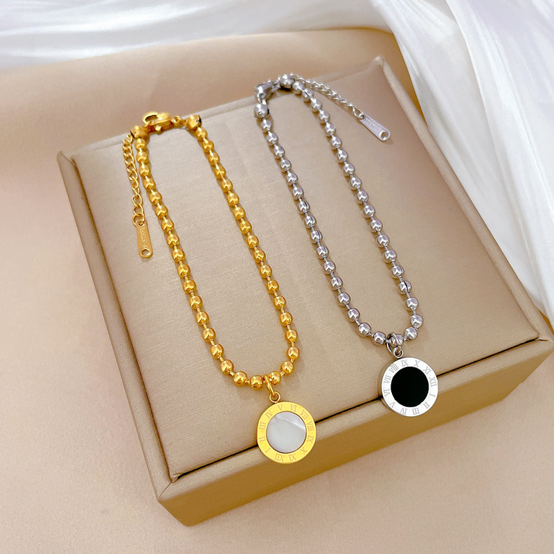 【Acier titane complet】 L'East Gate a un tempérament unique et un style cool et cool. Bracelet romain en perles rondes_voghion.com