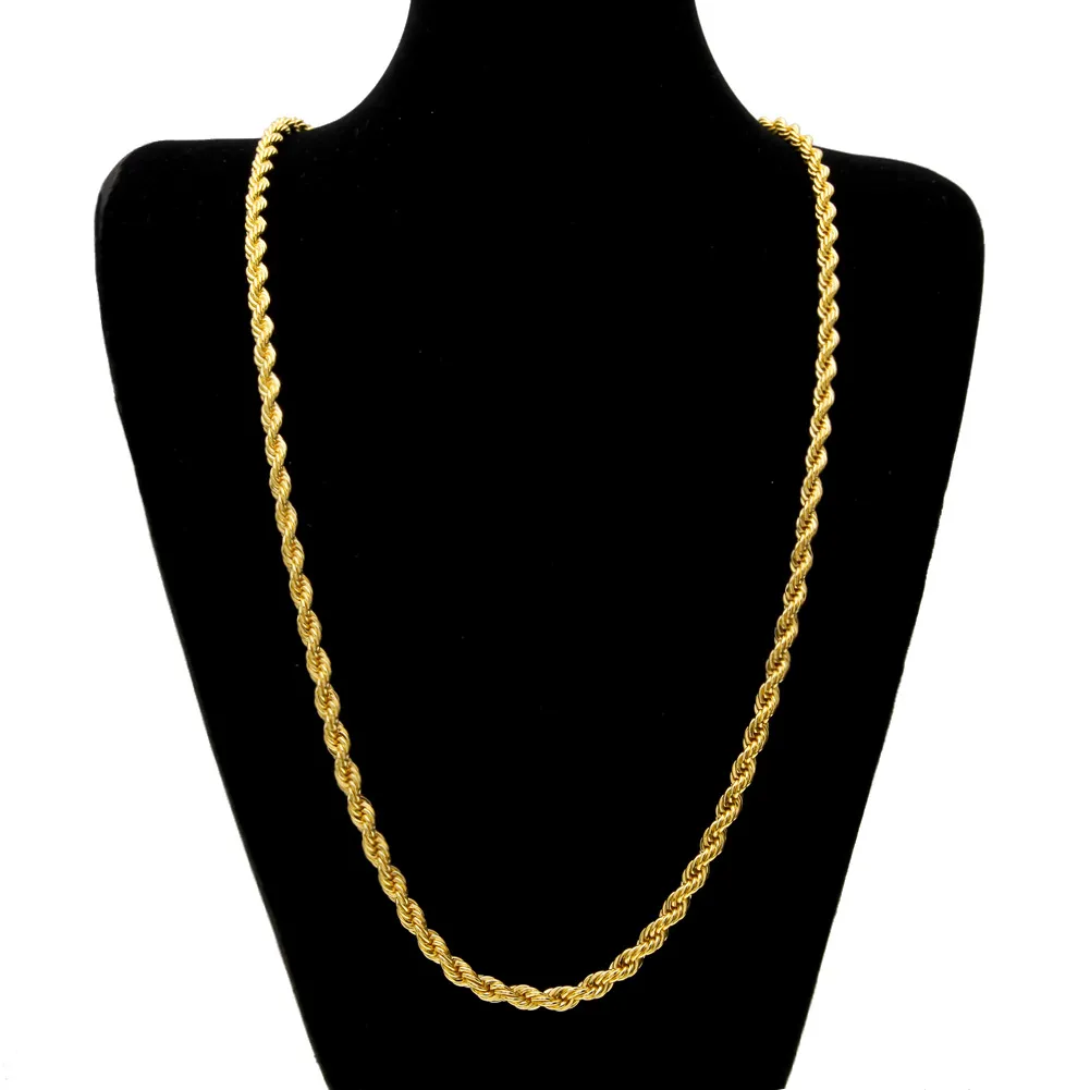 6,5 mm dicke, 75 cm lange, gedrehte Seilkette, vergoldet, schwere Hip-Hop-Halskette für Männer und Frauen_voghion.com