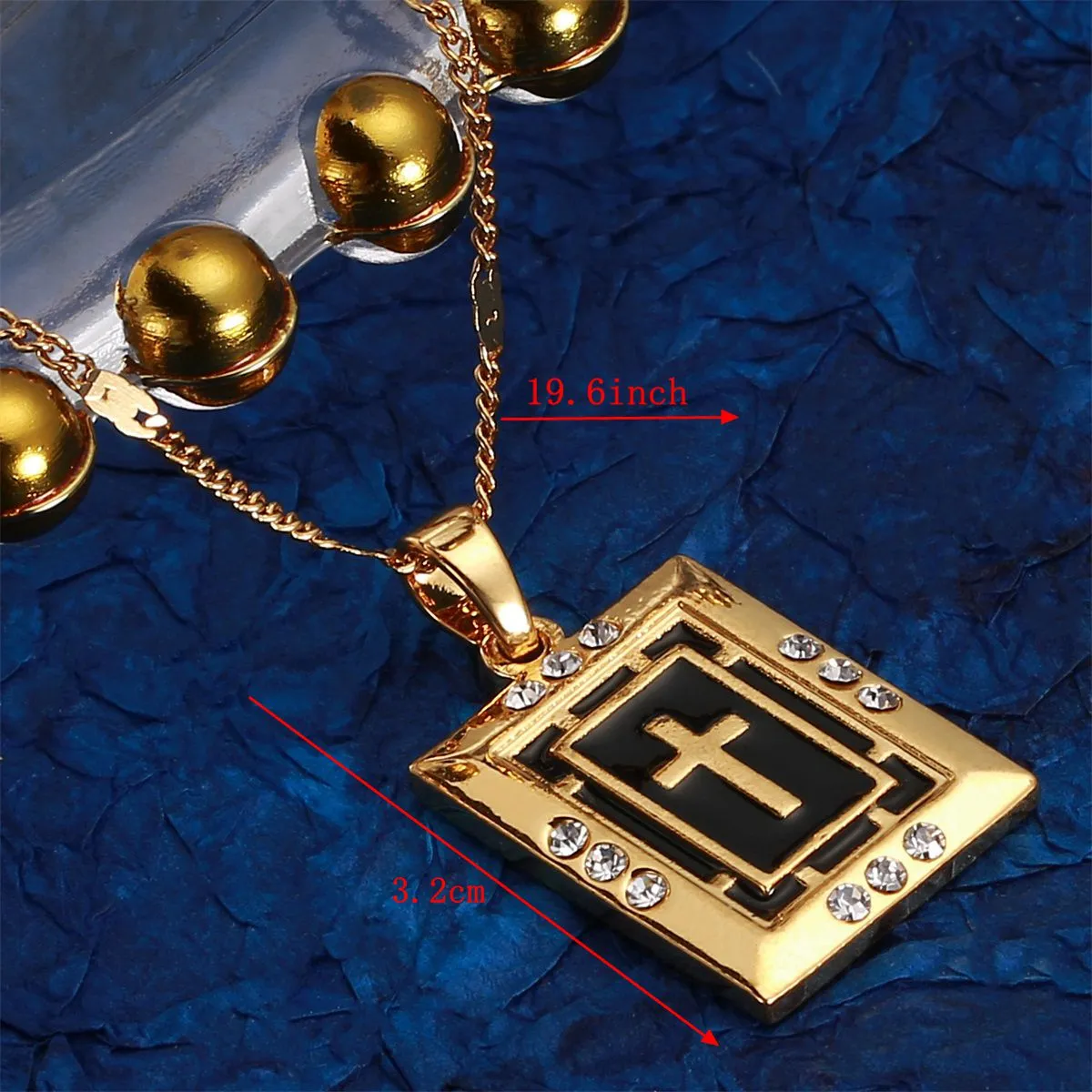 Collane con ciondolo Croce alla moda Colore oro Strass Smalto nero Crocifisso Gioielli da donna_voghion.com