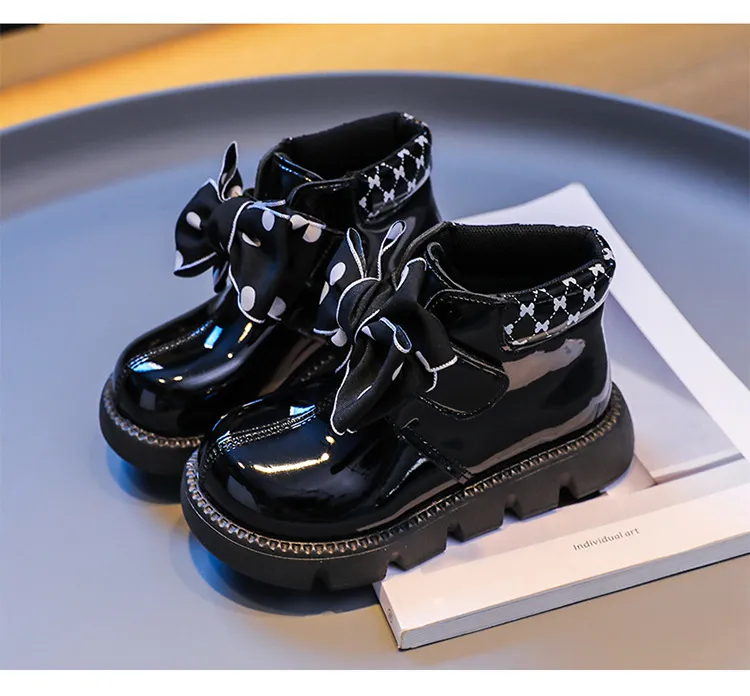 Cizme de piele pentru fete, cu platformă și bowknot, pentru copii mici, cu talpă moale și scurtă, pentru copii, Cutefeet_voghion.com