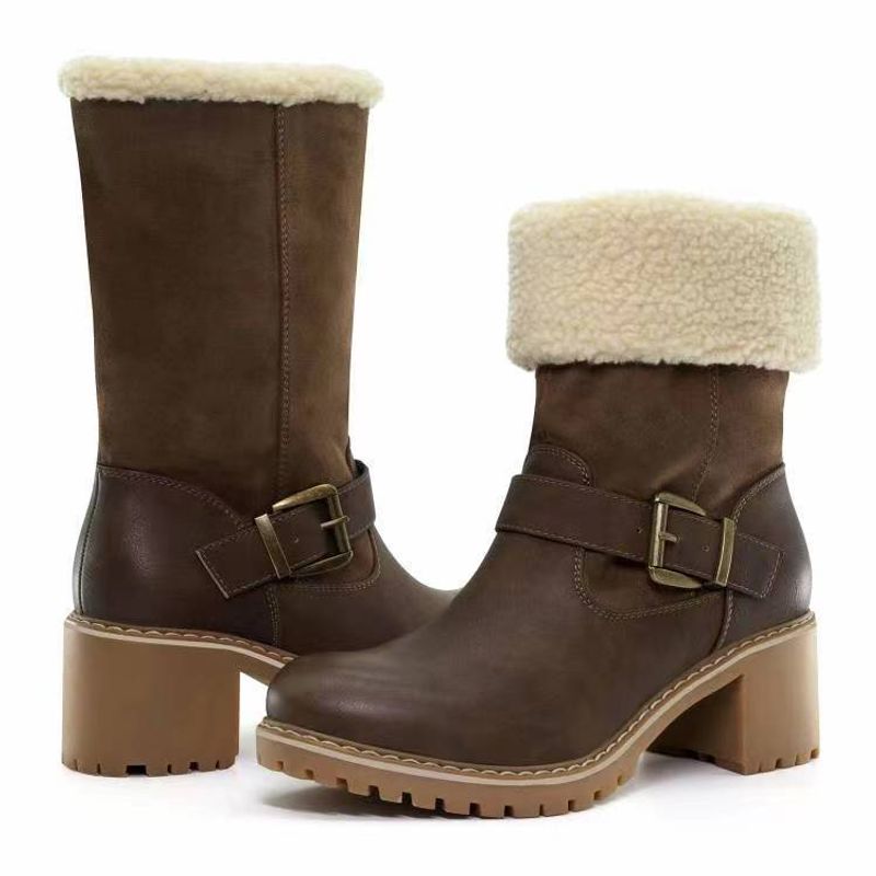 commerce extérieur transfrontalier nouvelle neige femmes automne et hiver bas baril couleur unie veet coton chaud ceinture boucle grande_voghion.com