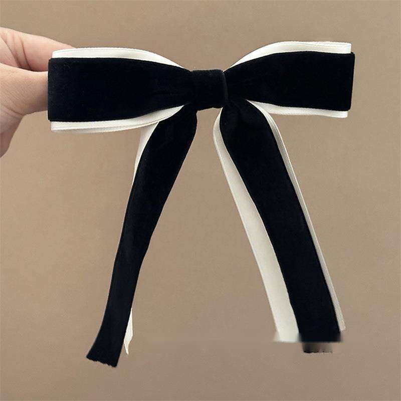 Princess French Ballet Velvet Bow Rear Head Top Clip Women's Hair Accessories Travel Hairpin_voghion.com