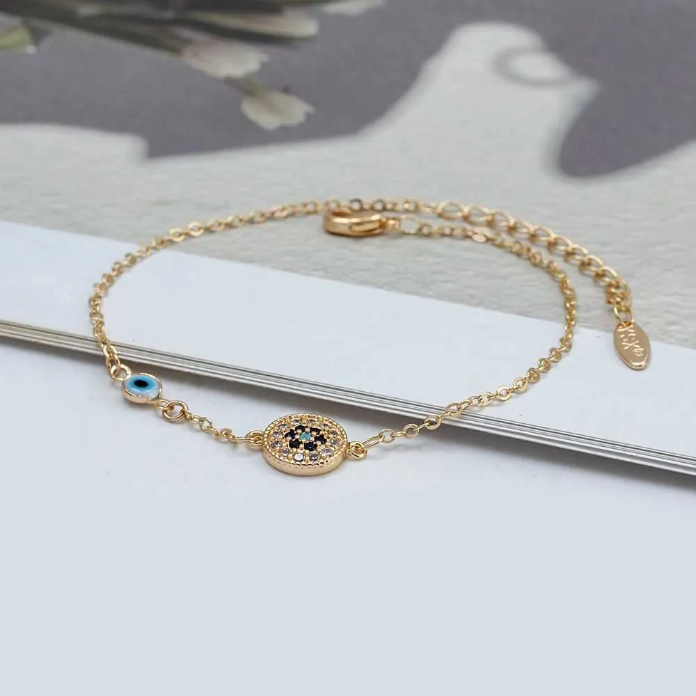 Fußkettchen Glücksbringer Runde Zirkon Charm Strand Einstellbare Trkiye Evil Eyes Armband Für Frauen Mädchen Tobilleras Mujer_voghion.com