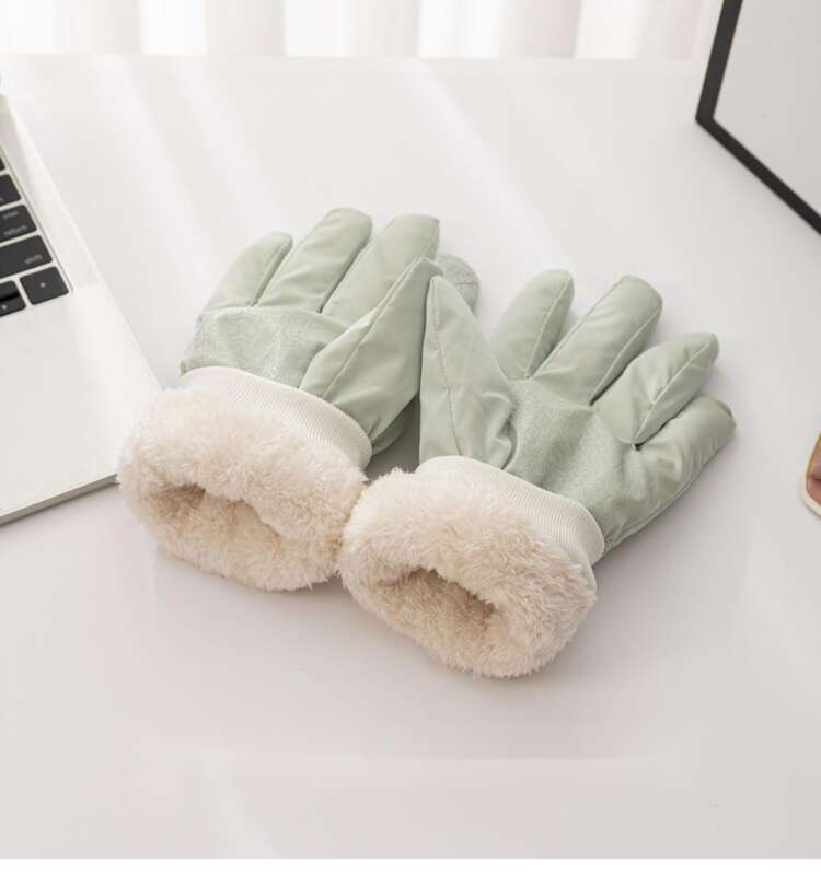 Dicke Wollhandschuhe für Damen mit Touchscreen und wasserdichten, warmen Baumwollhandschuhen zum Fahren mit Elektrofahrrädern im Winter_voghion.com