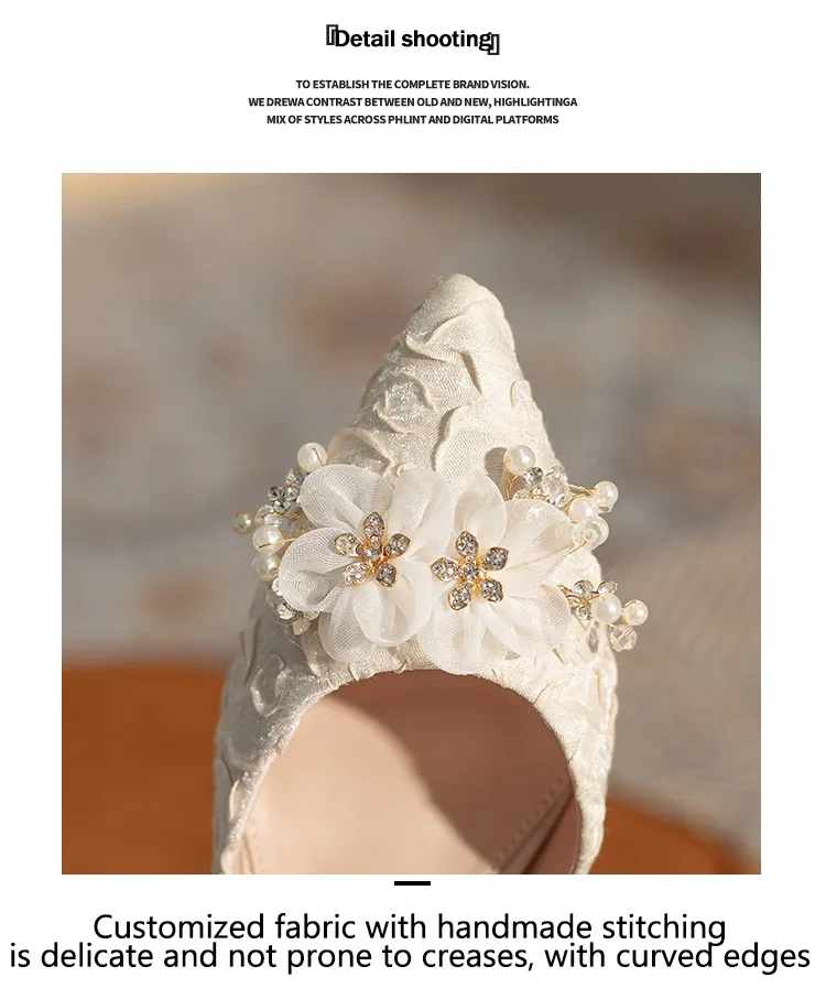 Spring And Autumn New Bow Hollow High Heels Elegant Pearl Chain Pointed Princess Shoes,Versatile Children Single Shoes_voghion.com