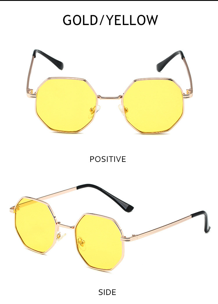 Retro Small Frame Sunglasses - Men & Women's Trendy Metal Octagonal Glasses (Street Style, Round Face Fit - S2086)_voghion.com