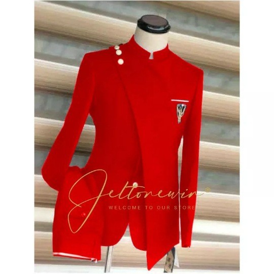Men's Clothing Large Size Suit Two Piece Suit New Style Stand Collar Business Banquet Suit_voghion.com