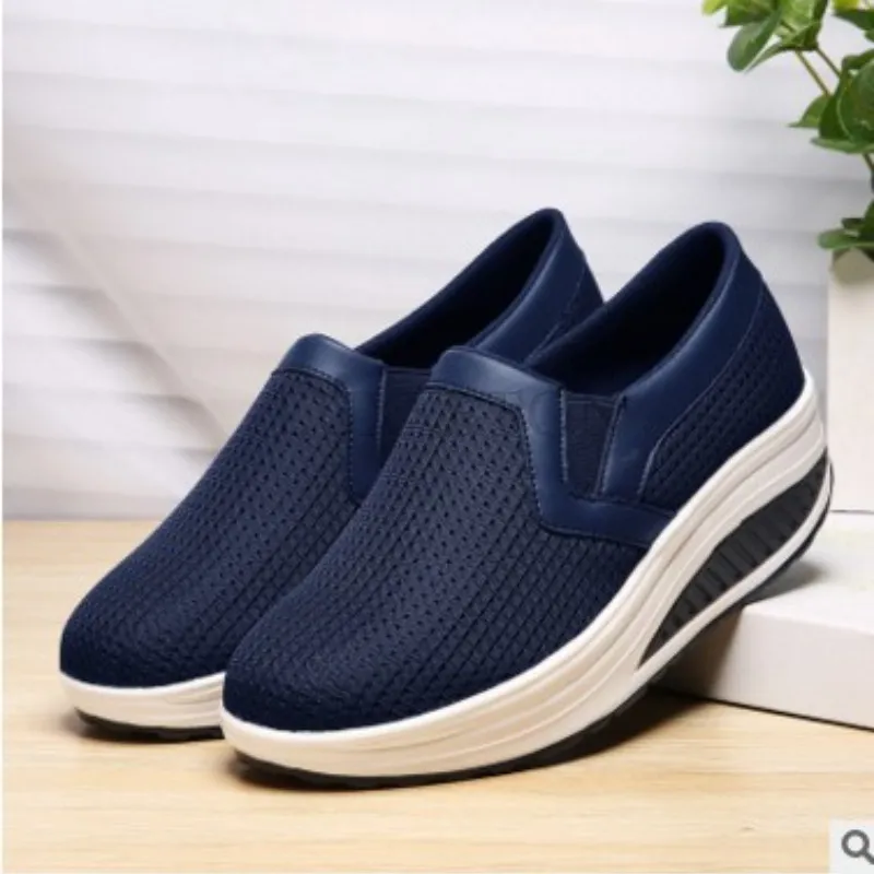 Atmungsaktive, bequeme Loafer aus Netzstoff für Damen mit flachem Absatz und runder Zehenpartie, lässige und vielseitige Rockschuhe_voghion.com