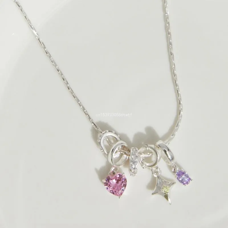 Colliers pendentifs Collier délicat Étoile Coeur Bijoux Ras du cou Chaîne épaisse Y2K Clavicule Femmes Fille Anniversaire Dropship_voghion.com