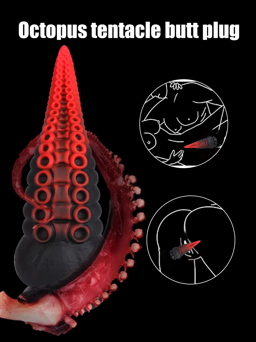 Tentacoli di polpo Plug Massaggio prostatico Buttplug Giocattoli sessuali per donna/uomo Enormi dildo anali in silicone_voghion.com