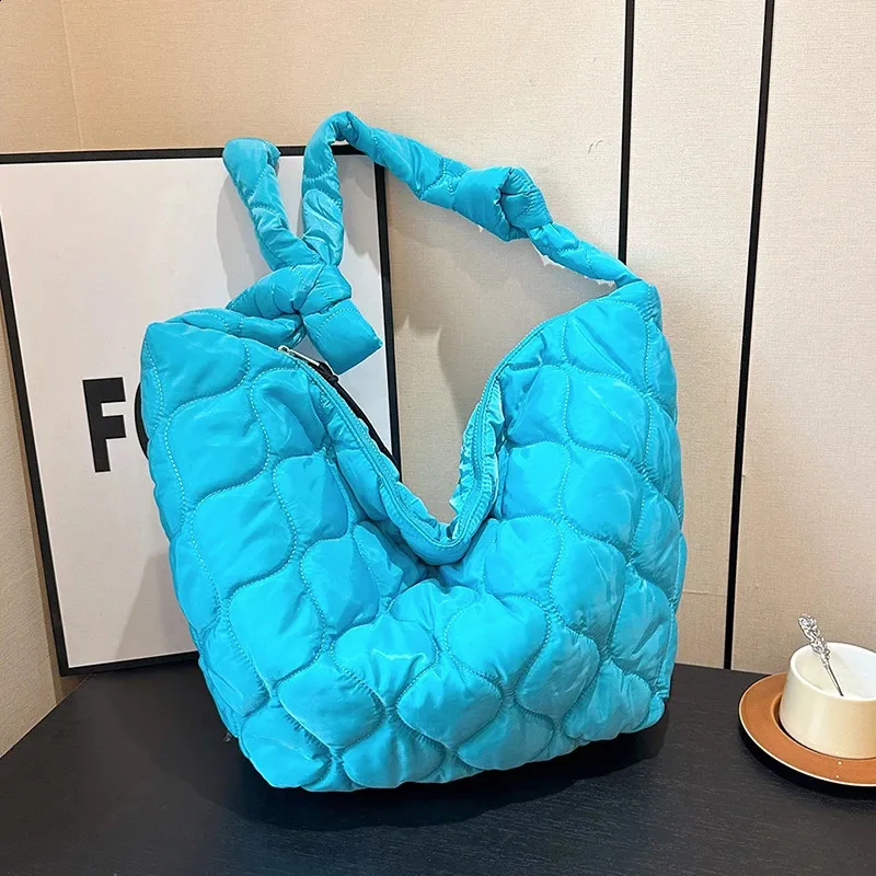 14barevná nylonová prošívaná taška s uzlovým ramenním popruhem, kabelka, velká kapacita, crossbody taška, dámské psaníčka 240823_voghion.com