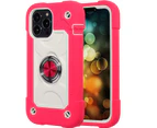 Coque compatible avec iPhone 13 Pro Max avec support, robuste et résistante aux chocs, de qualité militaire, avec anneau de support réglable – Rouge/Rose_voghion.com