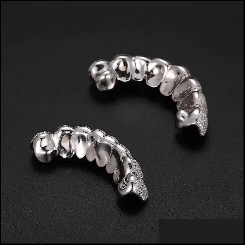 Dentalgrills Exklusive Anpassung Moissanite Zähne Grillz Iced Out Hop Sier Dekorative Zahnspangen Real Dia BG Too Dh2Sf_voghion.com
