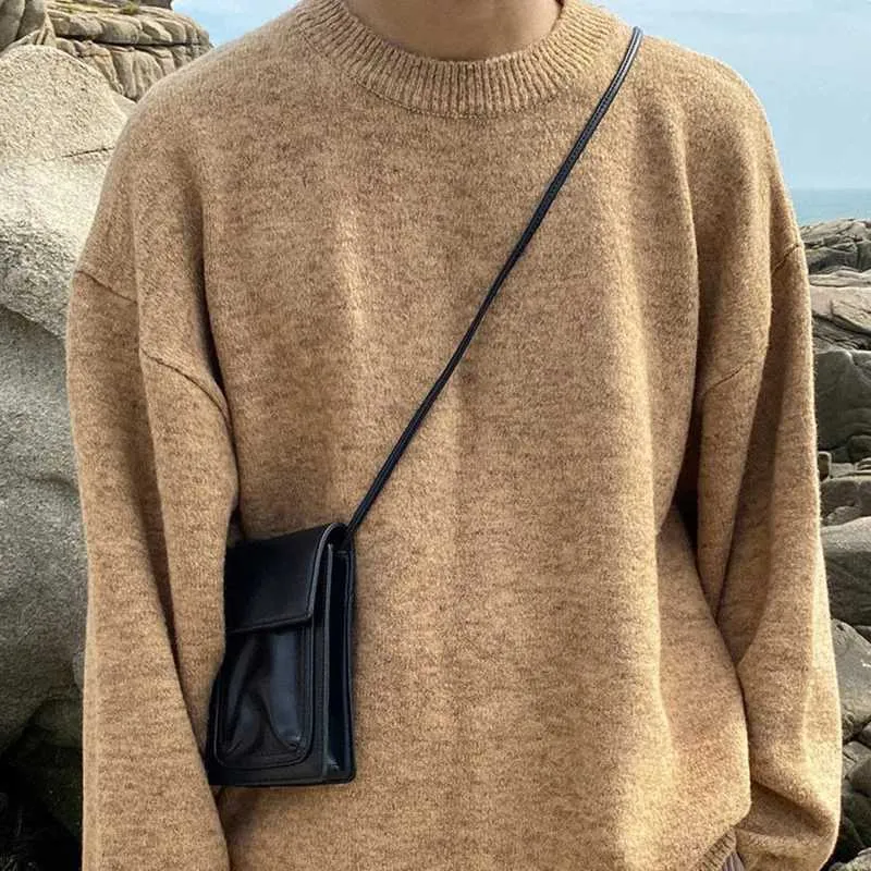 Männer Kleine Umhängetasche PU Leder Casual Wild Messenger Bags einfarbig Jungen Schulter Tasche Telefon Geldbörse Multifunktion_voghion.com