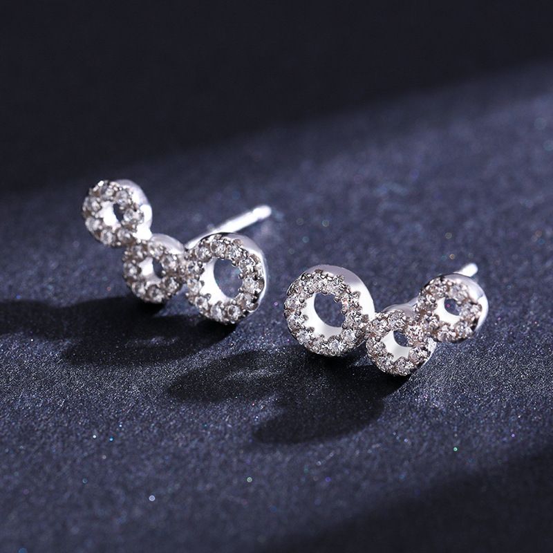 Cubic Zirconia Stud Earrings 925 Sterling Silver For Women Wedding_voghion.com