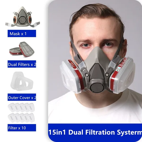 Half Face Respirator Mask For Woodworking Painting And Welding_voghion.com