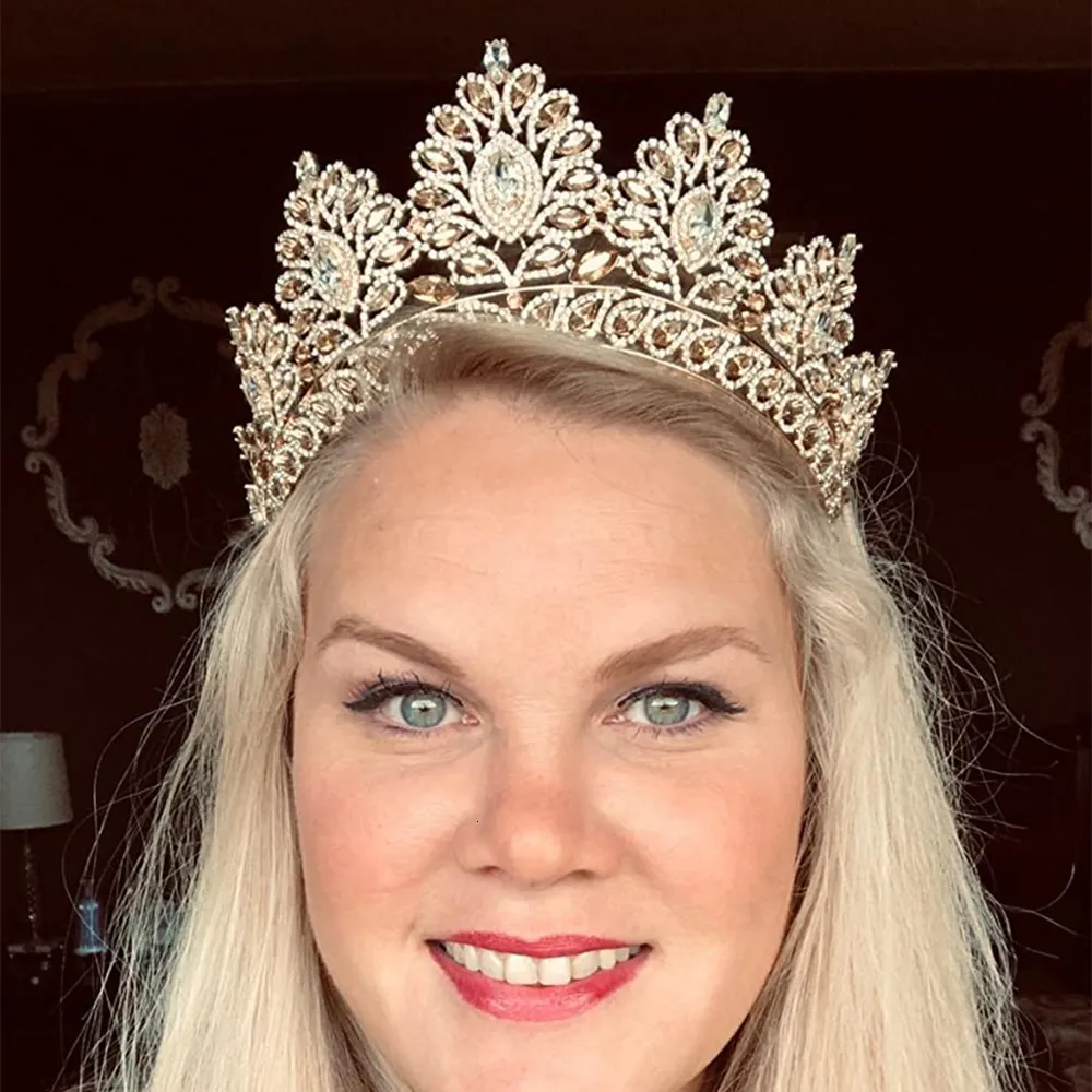 Gioielli Grandi diademi di cristallo barocco Corona nuziale per spose Accessori per capelli da donna Copricapi Principessa Concorso couronne_voghion.com