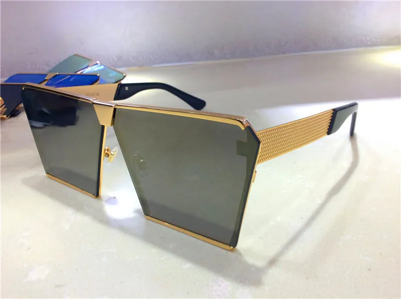 Designer Men's Square Sunglasses Oversized Shiny Mirror Lens Style_voghion.com