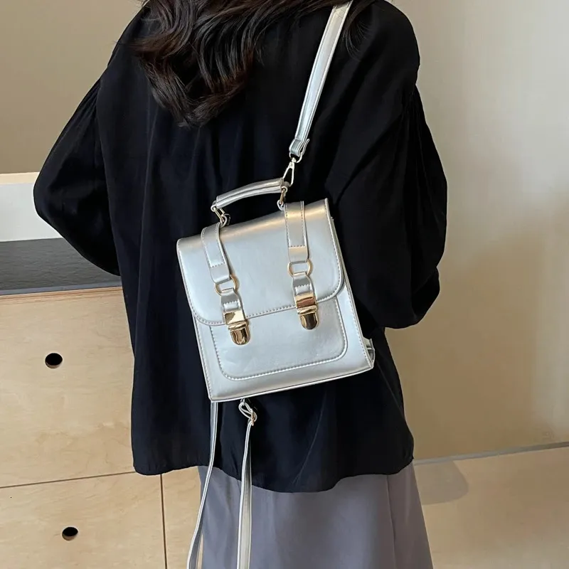 Mochila feminina em couro sintético estilo coreano moda escolar_voghion.com