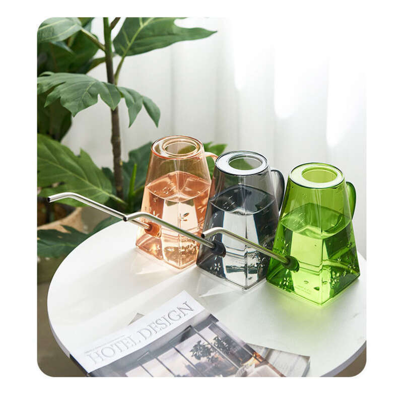 Ghiveci cu gură lungă din oțel inoxidabil pentru grădinărit de uz casnic, plante verzi, instrument de udat din plastic transparent, mare_voghion.com