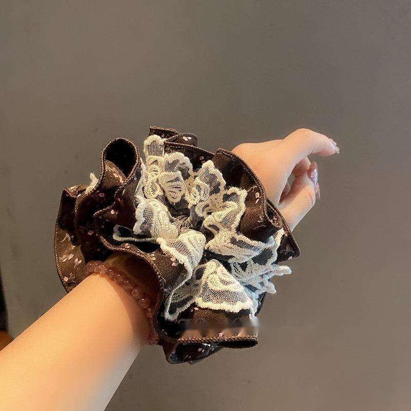 Elastico per capelli in pizzo a fiori scrunchie donna grande_voghion.com