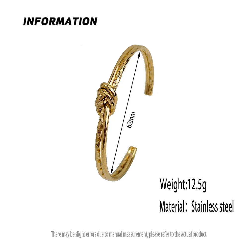 Knotted cuff armband i rostfritt stål guldpläterad dam_voghion.com