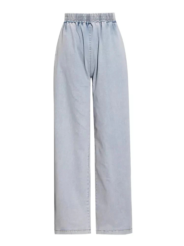 Abbigliamento da donna alla moda, senza maniche, casual, elasticizzato, in denim, due pezzi_voghion.com