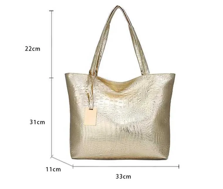 Elegant Large Tote Shoulder Handbag In Black Gold And Silver_voghion.com