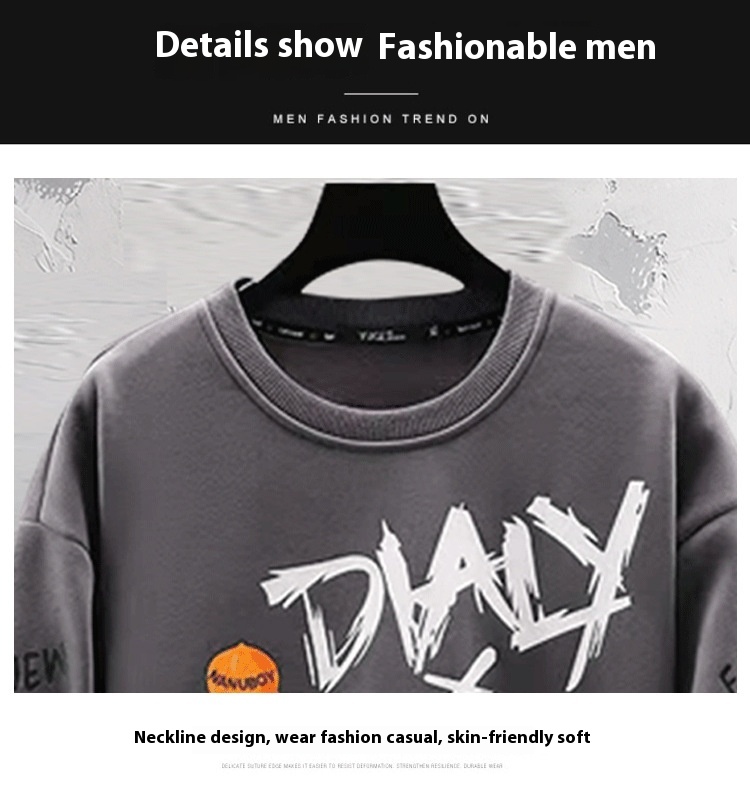 Men's hoodie, spring and autumn new couple outfit, long sleeved color contrast t-s, loose oversized cartoon bottom_voghion.com
