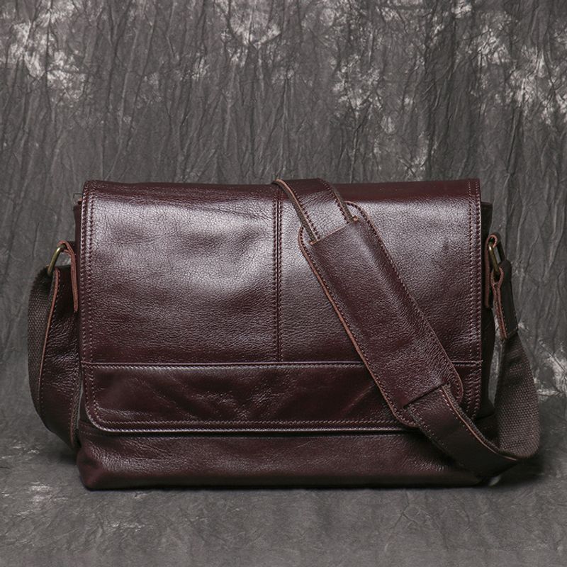 Neue Retro-Umhängetasche Leder für Herren, Umhängetasche aus Crazy Horse-Leder, große A4-Aktentasche, modisch, neutral_voghion.com